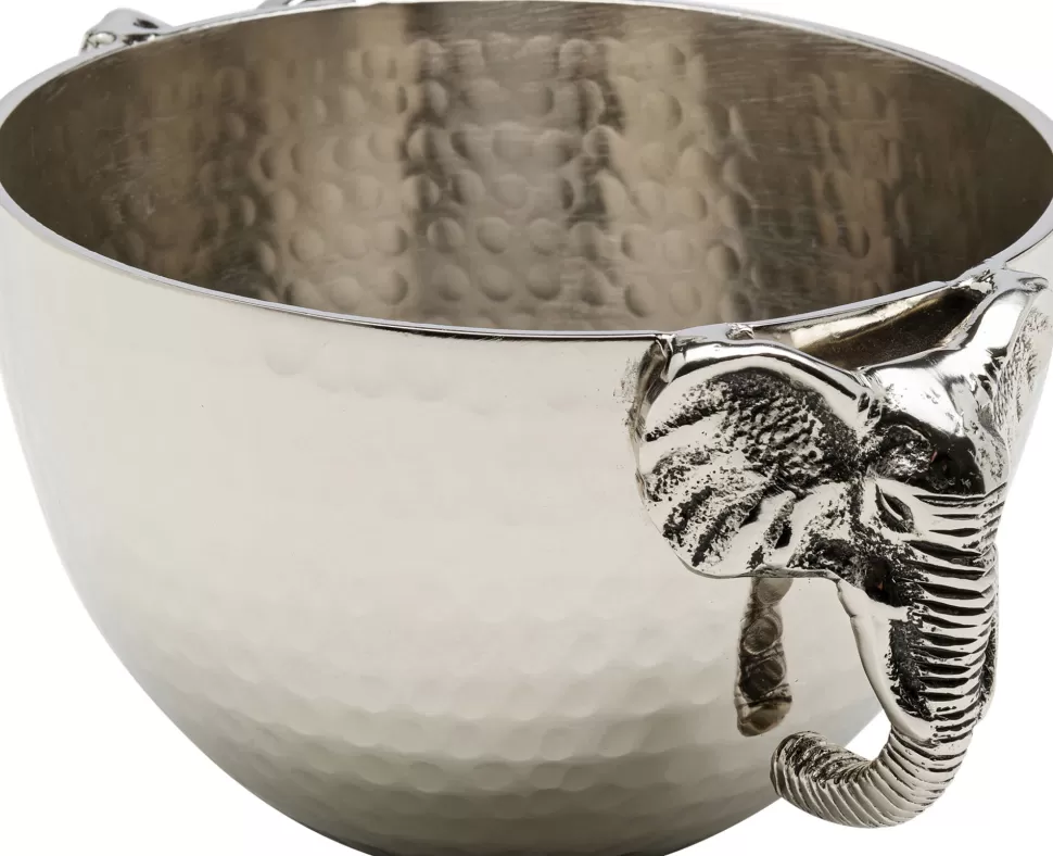 Zastawa Stołowa | Misy-KARE Design Misa Dekoracyjna Srebrna Z Aluminium Uchwyty Z Motywem Słonia 23x18 Cm