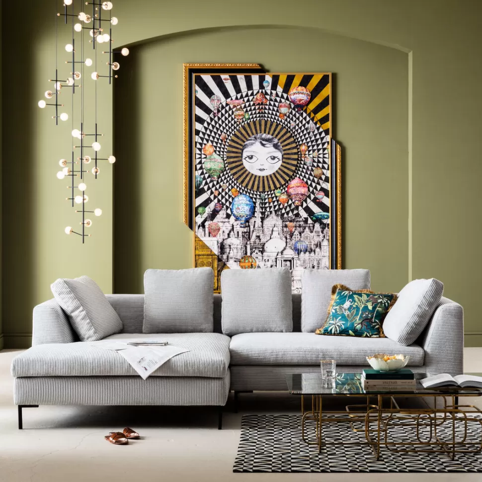 Narożniki-KARE Design Narożnik Gianni Cord 290x167 Cm Szary Lewy