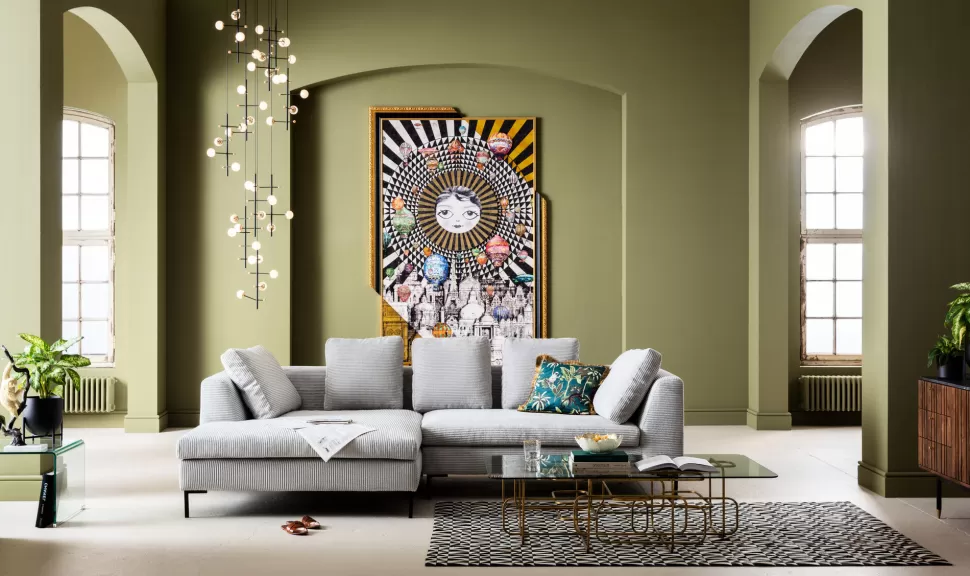 Narożniki-KARE Design Narożnik Gianni Cord 290x167 Cm Szary Lewy