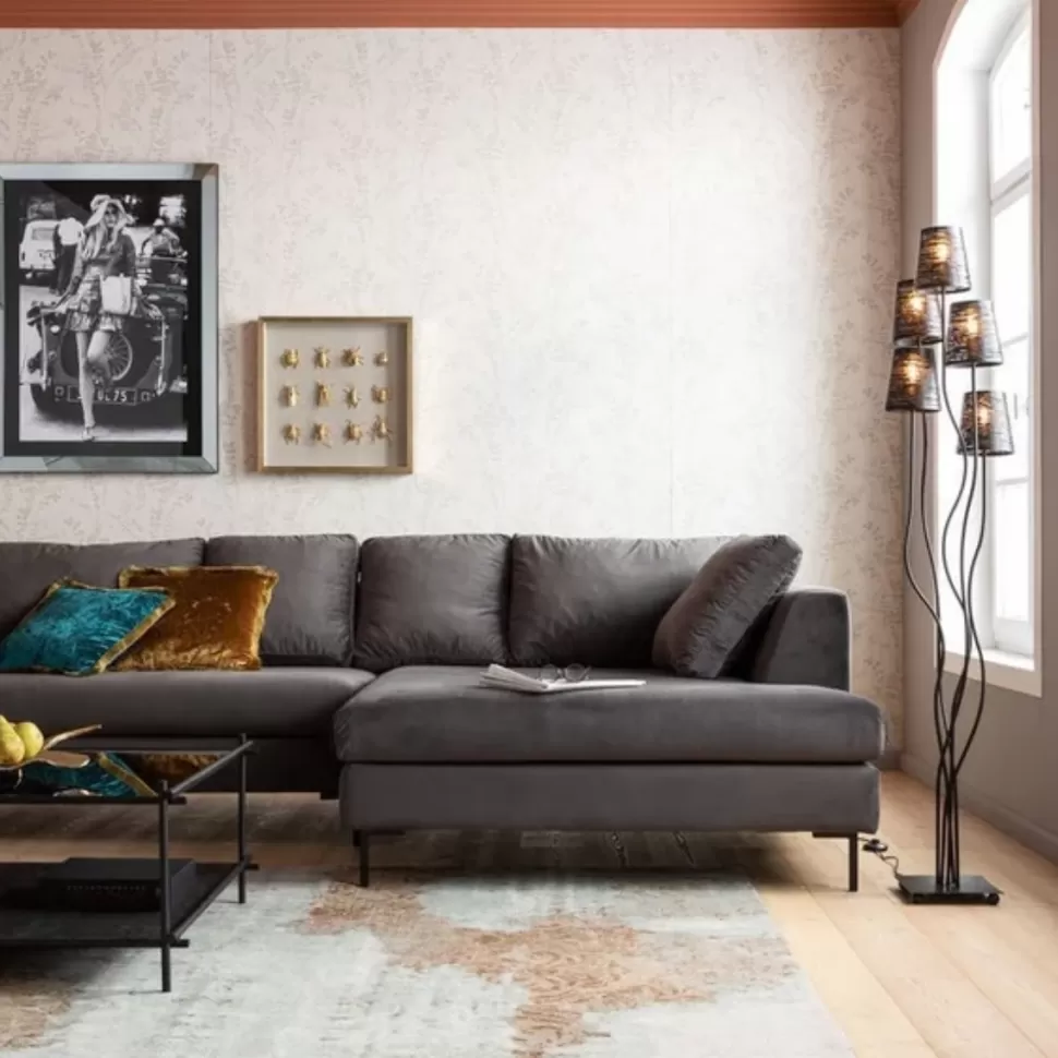 Narożniki-KARE Design Narożnik Gianni Velvet 290x167 Cm Szary Prawy