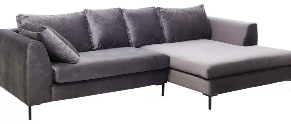 Narożniki-KARE Design Narożnik Gianni Velvet 290x167 Cm Szary Prawy