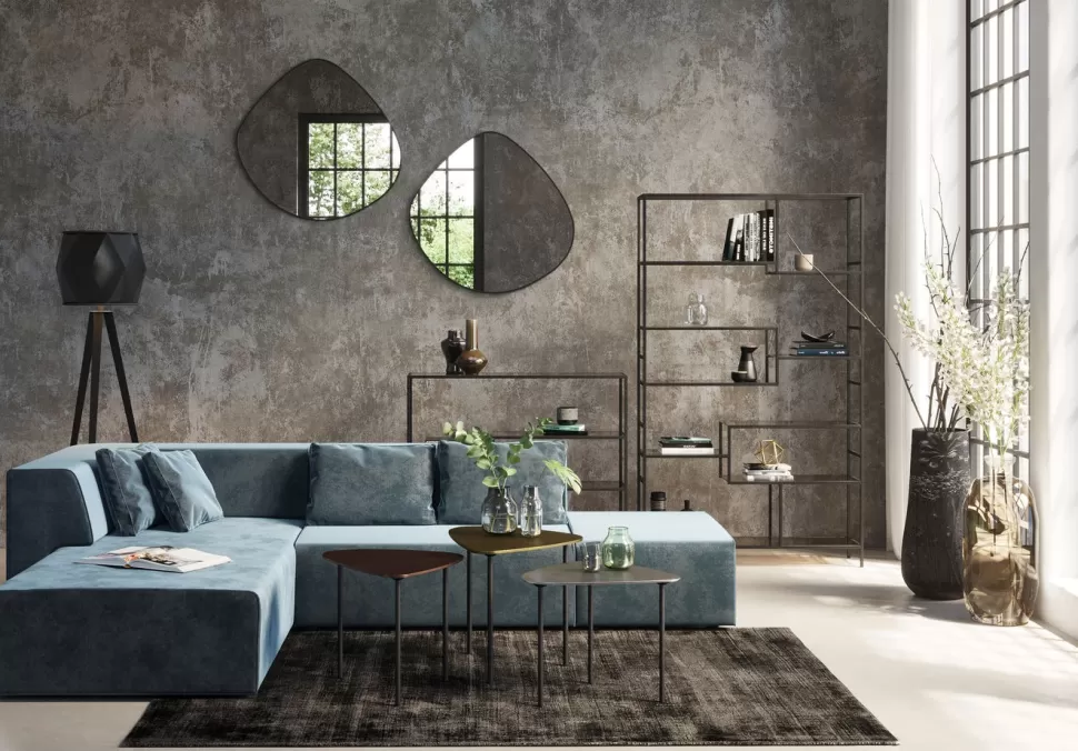 Narożniki-KARE Design Narożnik Infinity Velvet 306x182 Cm Niebieski Lewy