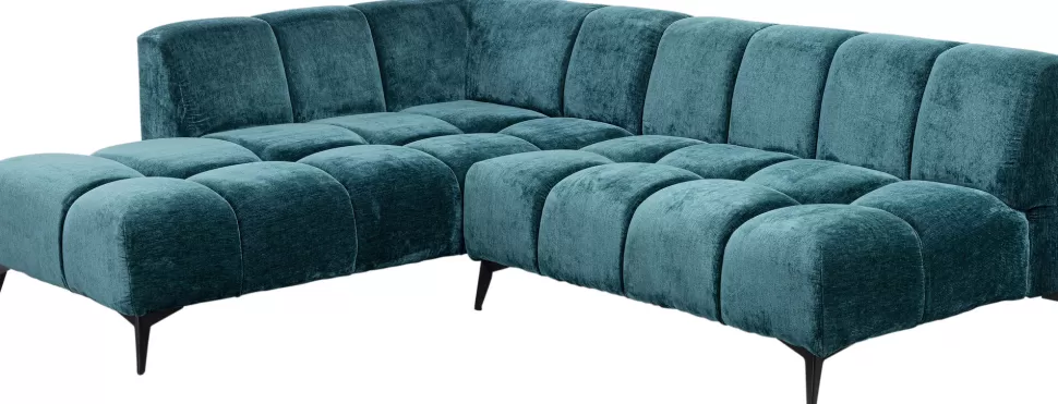 Narożniki-KARE Design Narożnik Lewy Ciemnozielony Welurowy Nogi Czarne 250x200 Cm
