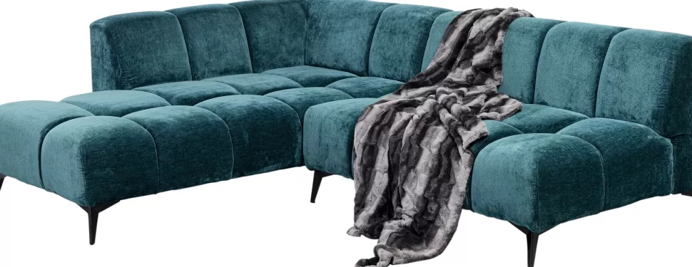 Narożniki-KARE Design Narożnik Lewy Ciemnozielony Welurowy Nogi Czarne 250x200 Cm