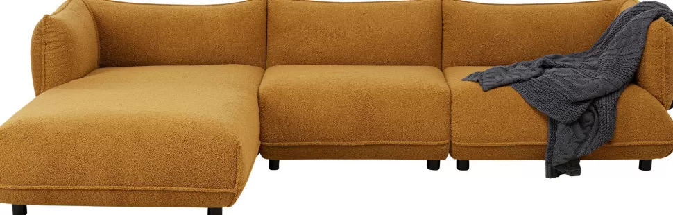 Narożniki-KARE Design Narożnik Lewy W Kolorze żółtym Tkanina Pluszowa 302x160 Cm