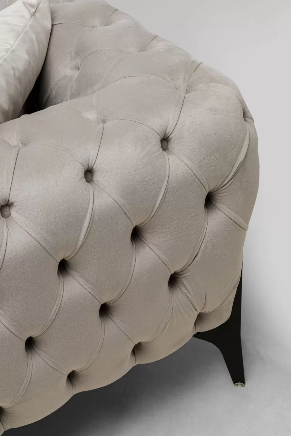 Narożniki-KARE Design Narożnik Lewy Welurowy Pikowany Taupe Glamour 240x180 Cm Nogi Czarne