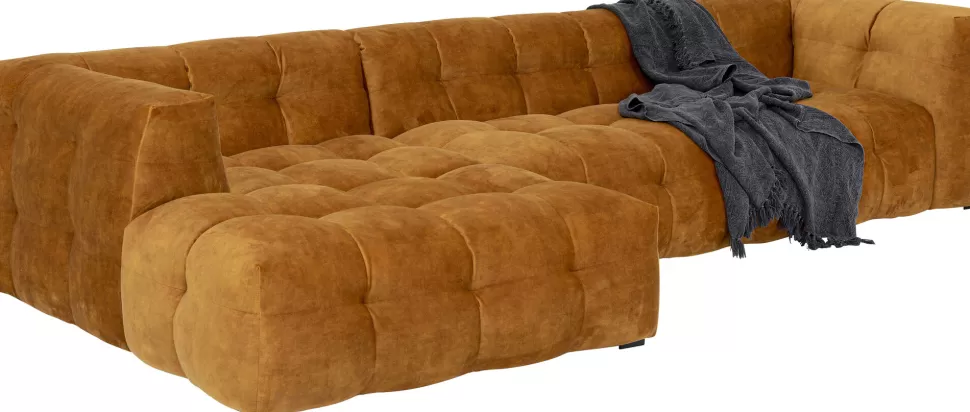 Narożniki-KARE Design Narożnik Pikowany Lewy Tkanina Welurowa Brązowa 320x170 Cm