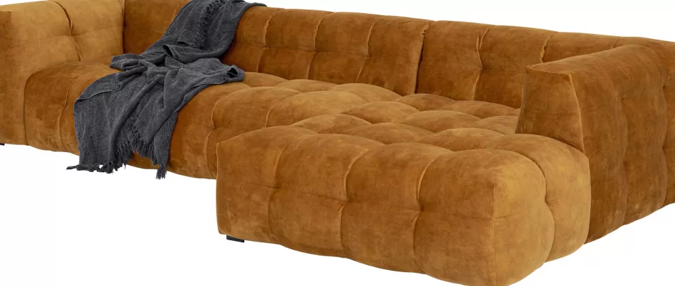 Narożniki-KARE Design Narożnik Pikowany Prawy Tkanina Welurowa Brązowa 320x170 Cm