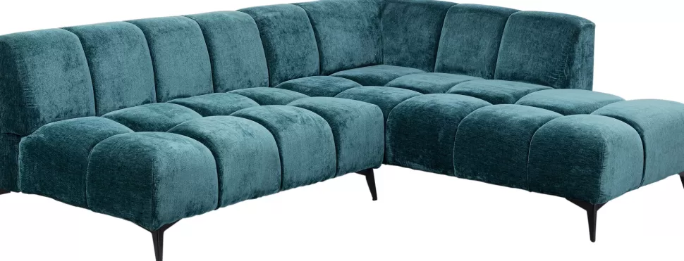 Narożniki-KARE Design Narożnik Prawy Ciemnozielony Welurowy Nogi Czarne 250x200 Cm