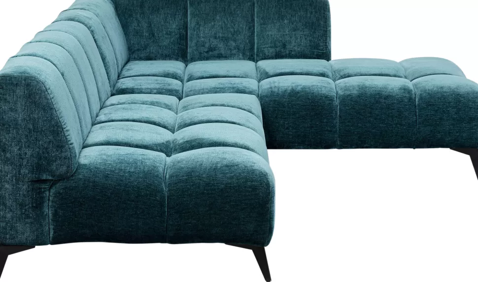 Narożniki-KARE Design Narożnik Prawy Ciemnozielony Welurowy Nogi Czarne 250x200 Cm