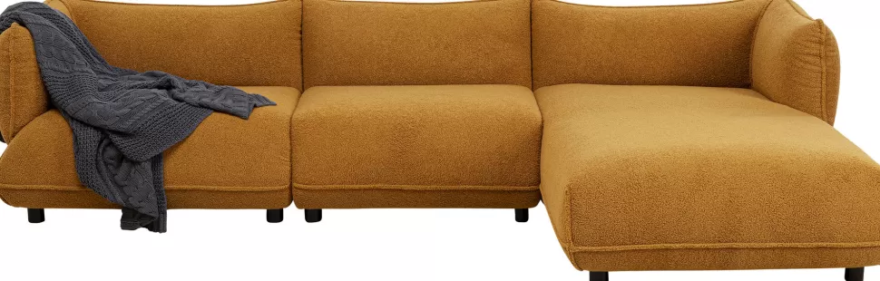Narożniki-KARE Design Narożnik Prawy W Kolorze żółtym Tkanina Pluszowa 302x160 Cm