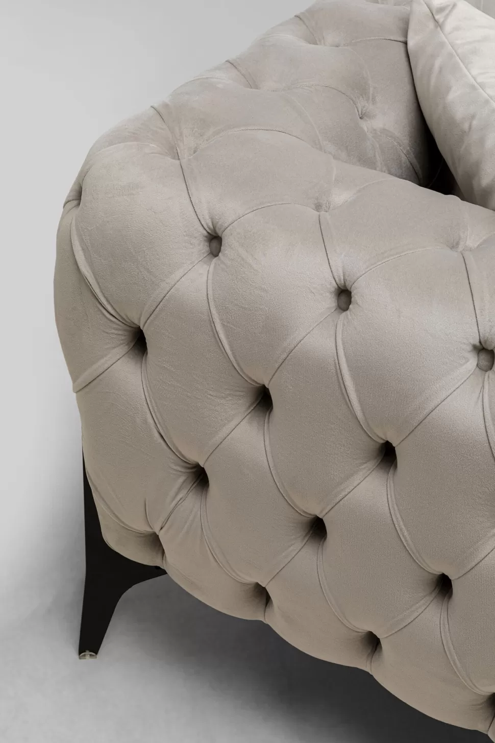 Narożniki-KARE Design Narożnik Prawy Welurowy Pikowany Taupe Glamour 240x180 Cm Nogi Czarne
