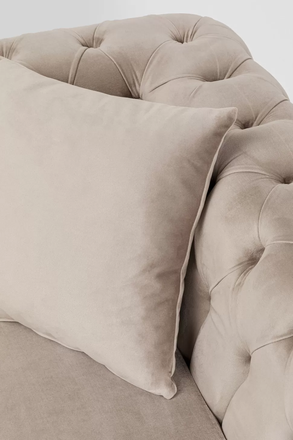 Narożniki-KARE Design Narożnik Prawy Welurowy Pikowany Taupe Glamour 240x180 Cm Nogi Czarne