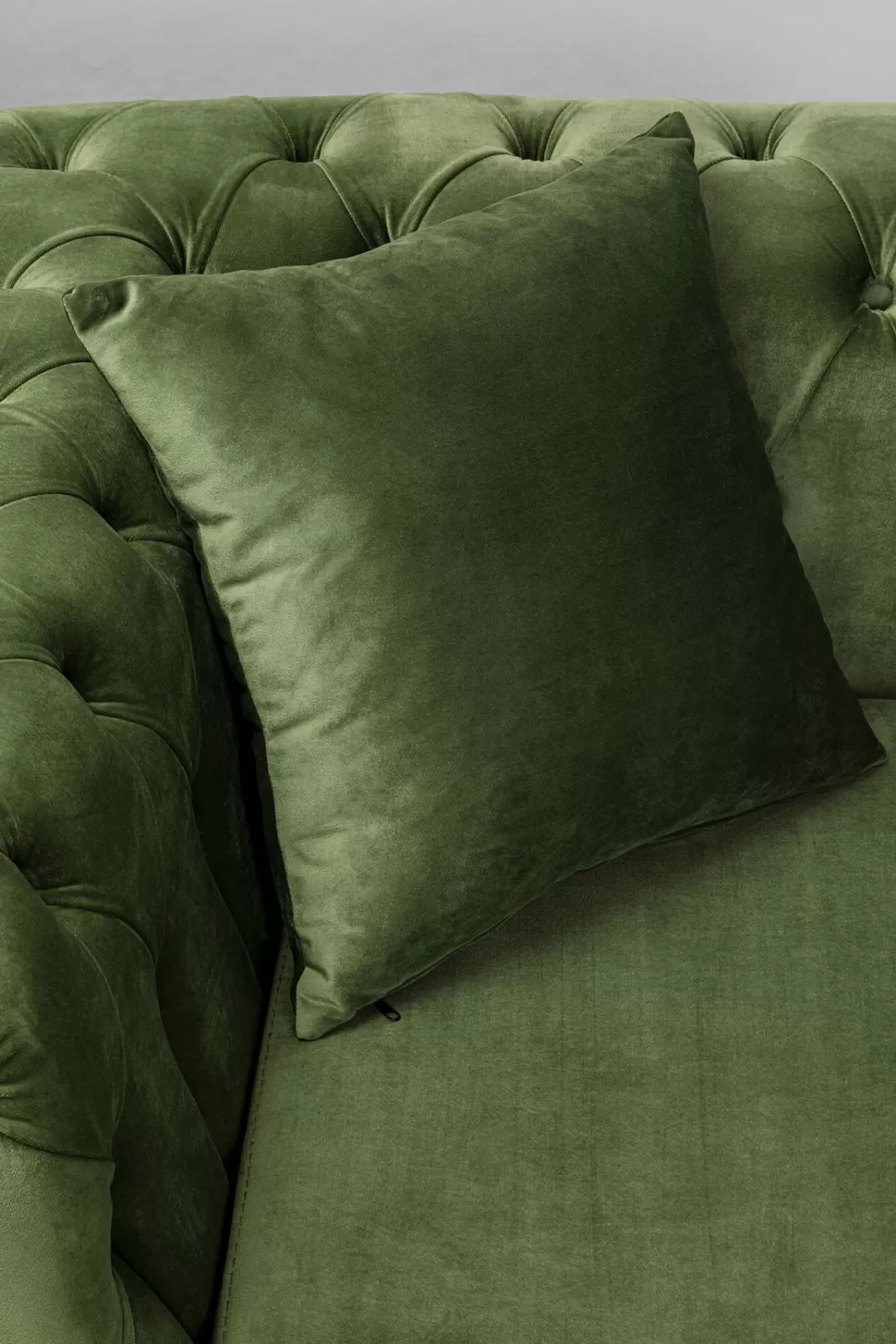 Narożniki-KARE Design Narożnik Prawy Welurowy Pikowany Zielony Glamour 240x180 Cm Nogi Złote