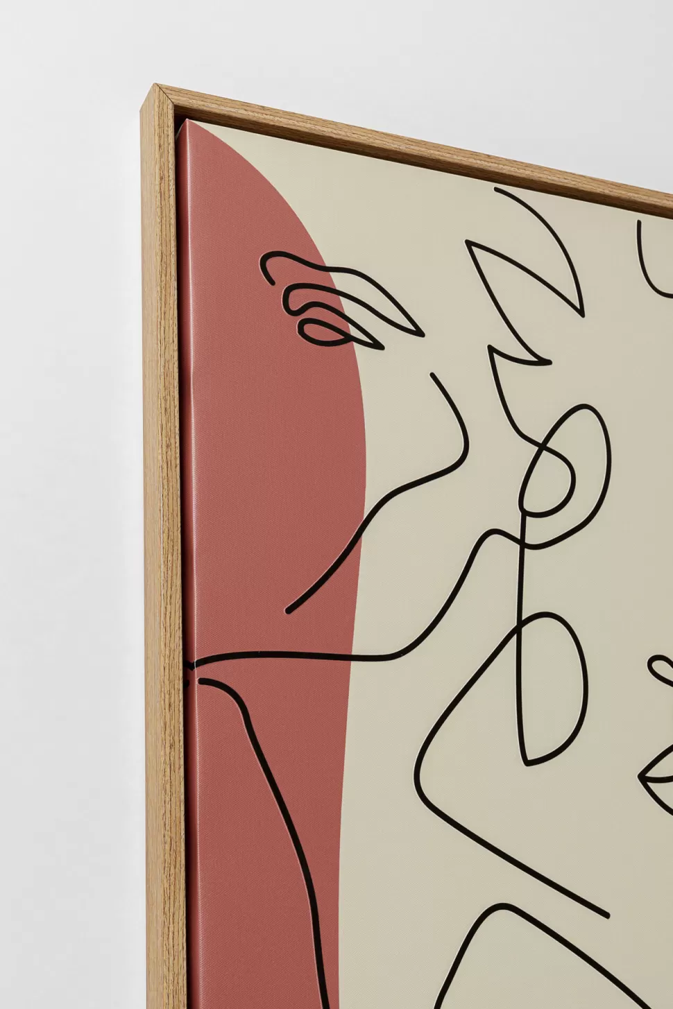 Obrazy-KARE Design Obraz 3-kolorowy Twarze Abstrakcyjne Rama W Kolorze Naturalnym 90x120 Cm