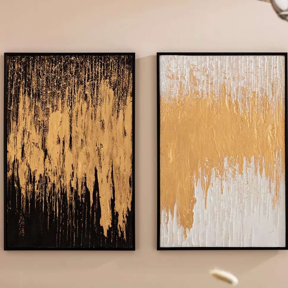 Obrazy-KARE Design Obraz Abstract 80x120 Cm Czarno-złoty