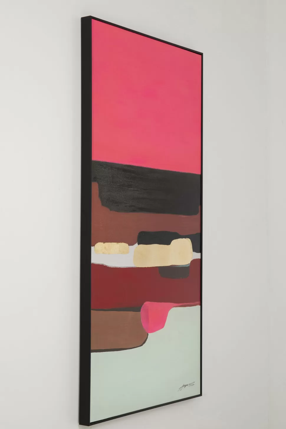 Obrazy-KARE Design Obraz Abstrakcyjne Kształty Ręcznie Malowany 73x143 Cm Różowy