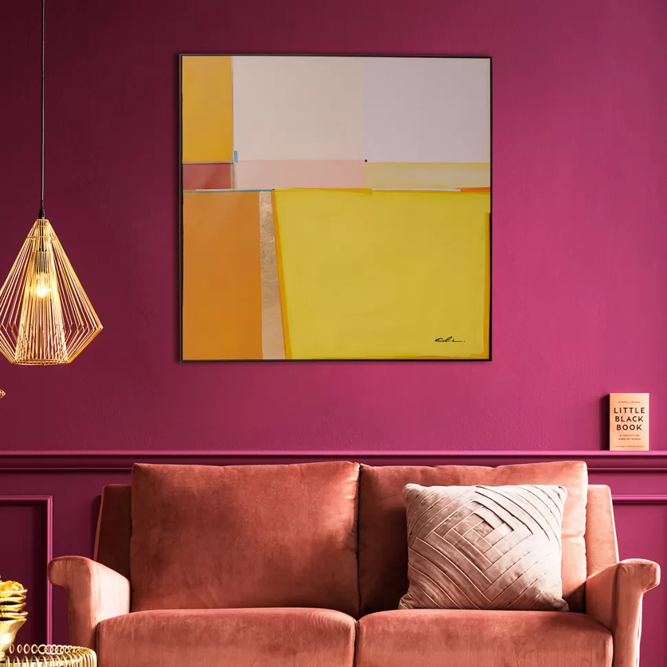 Obrazy-KARE Design Obraz Abstrakcyjne Kształty żółty 113x113 Cm