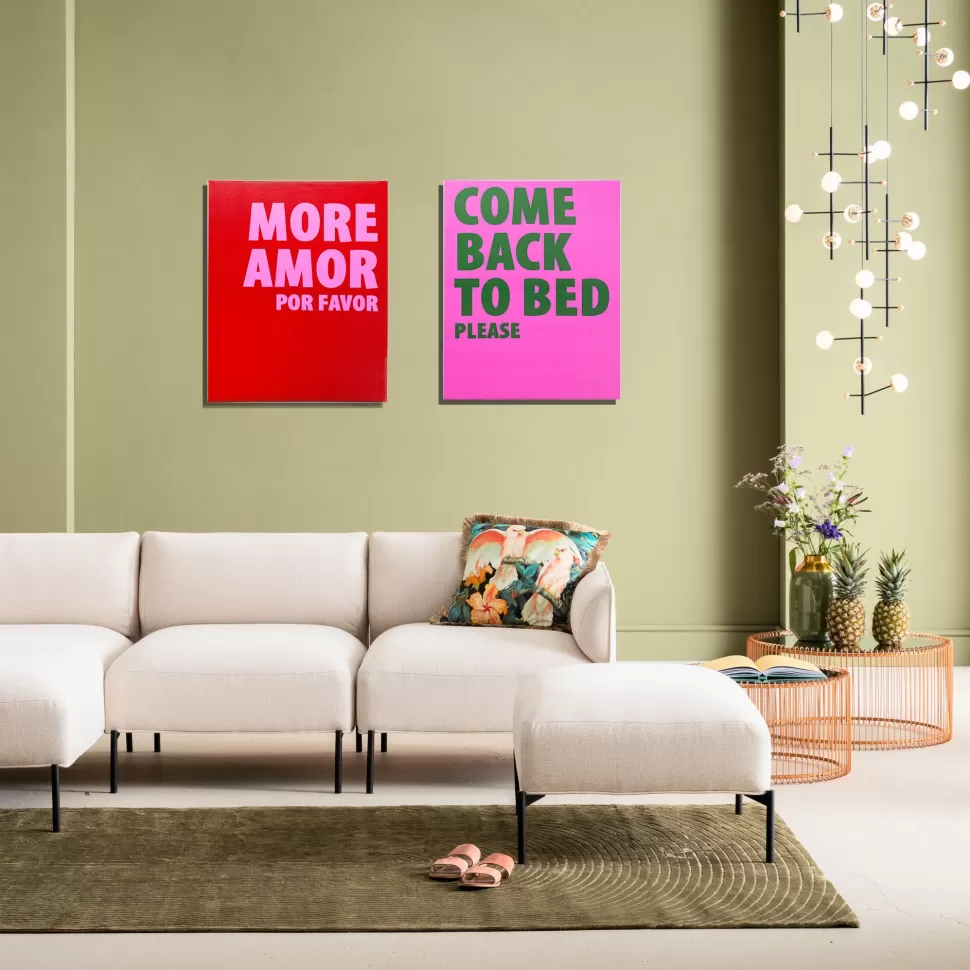 Obrazy-KARE Design Obraz Czerwony Z Różowym Napisem More Amor Por Favor 40x50 Cm