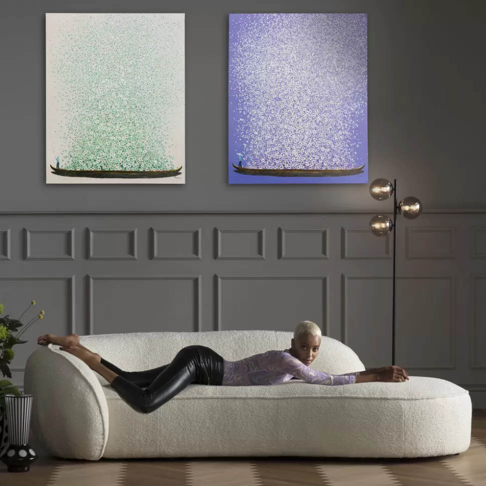 Obrazy-KARE Design Obraz łódź I Zielone Kwiaty 80x100 Cm Beżowe Tło