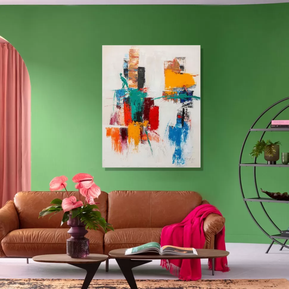 Obrazy-KARE Design Obraz Do Salonu 120x150 Cm Abstrakcyjny Ręcznie Malowany Kolorowe Wzory
