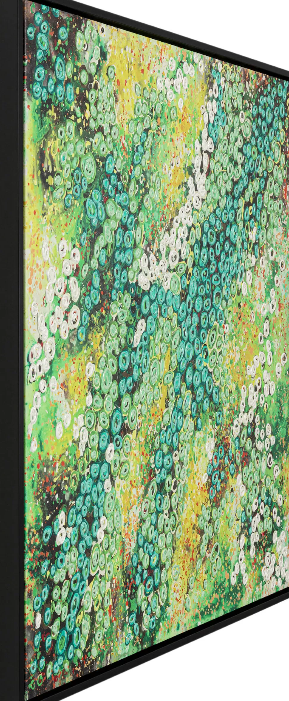 Obrazy-KARE Design Obraz Do Salonu Odcienie Zieleni Detale Ręcznie Malowane 100x100 Cm