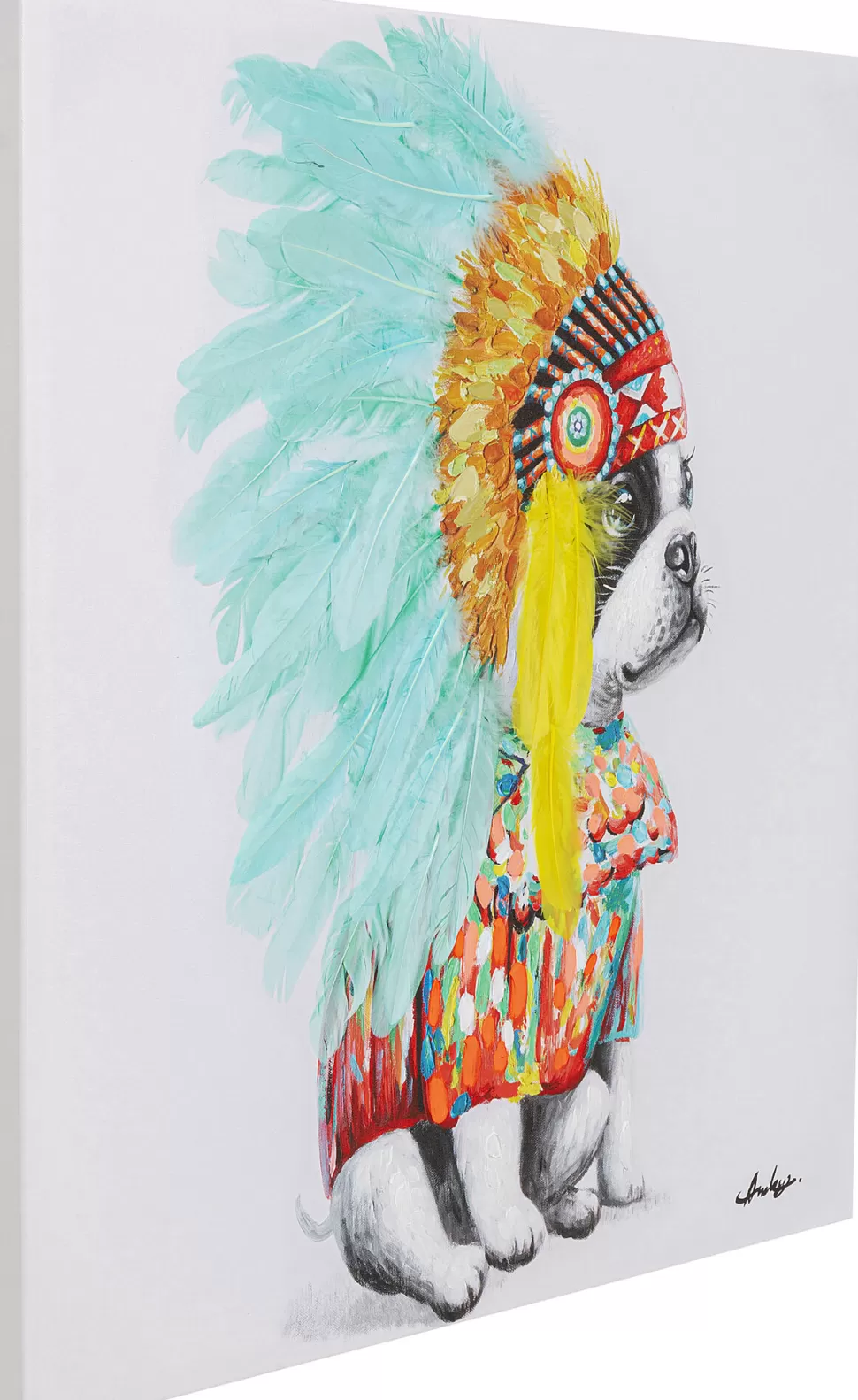 Obrazy-KARE Design Obraz Headdress Dog 80x80 Cm Kolorowy