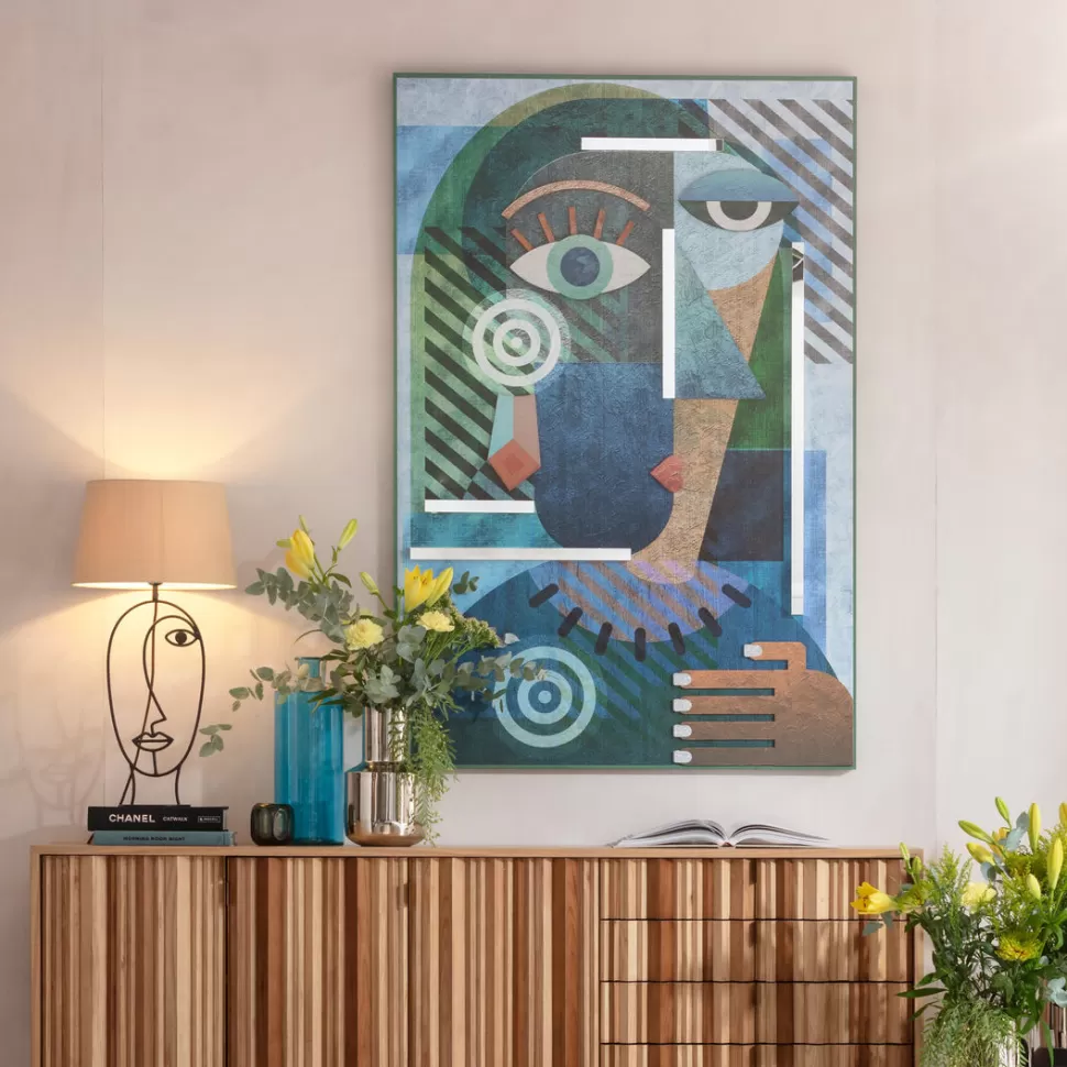 Obrazy-KARE Design Obraz Kolorowy Abstrakcyjna Twarz 100x150 Cm Ręczne Wykonanie