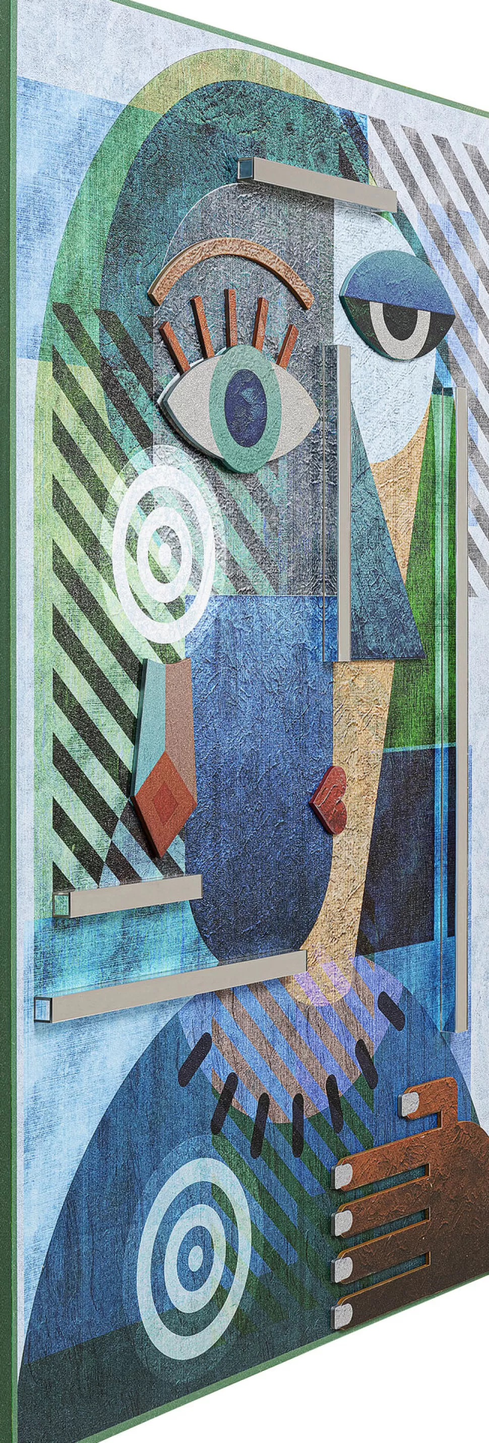 Obrazy-KARE Design Obraz Kolorowy Abstrakcyjna Twarz 100x150 Cm Ręczne Wykonanie