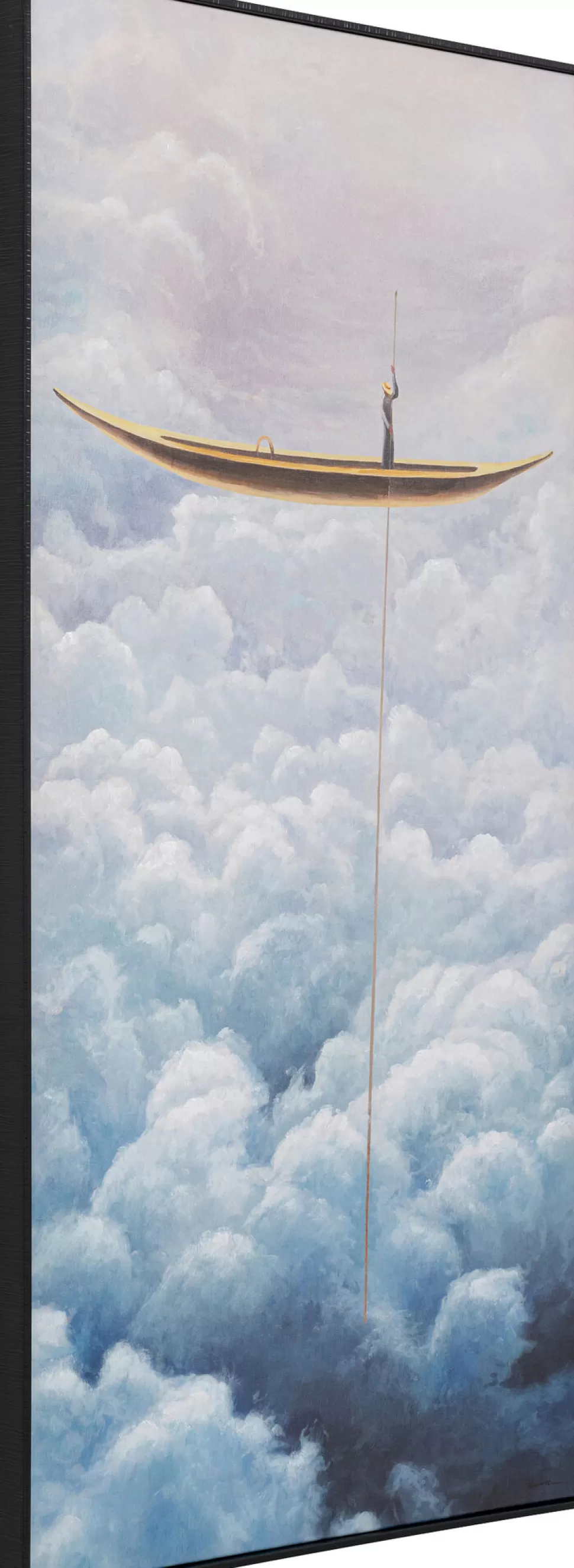 Obrazy-KARE Design Obraz Kolorowy łódka W Chmurach Rama Czarna 60x120 Cm