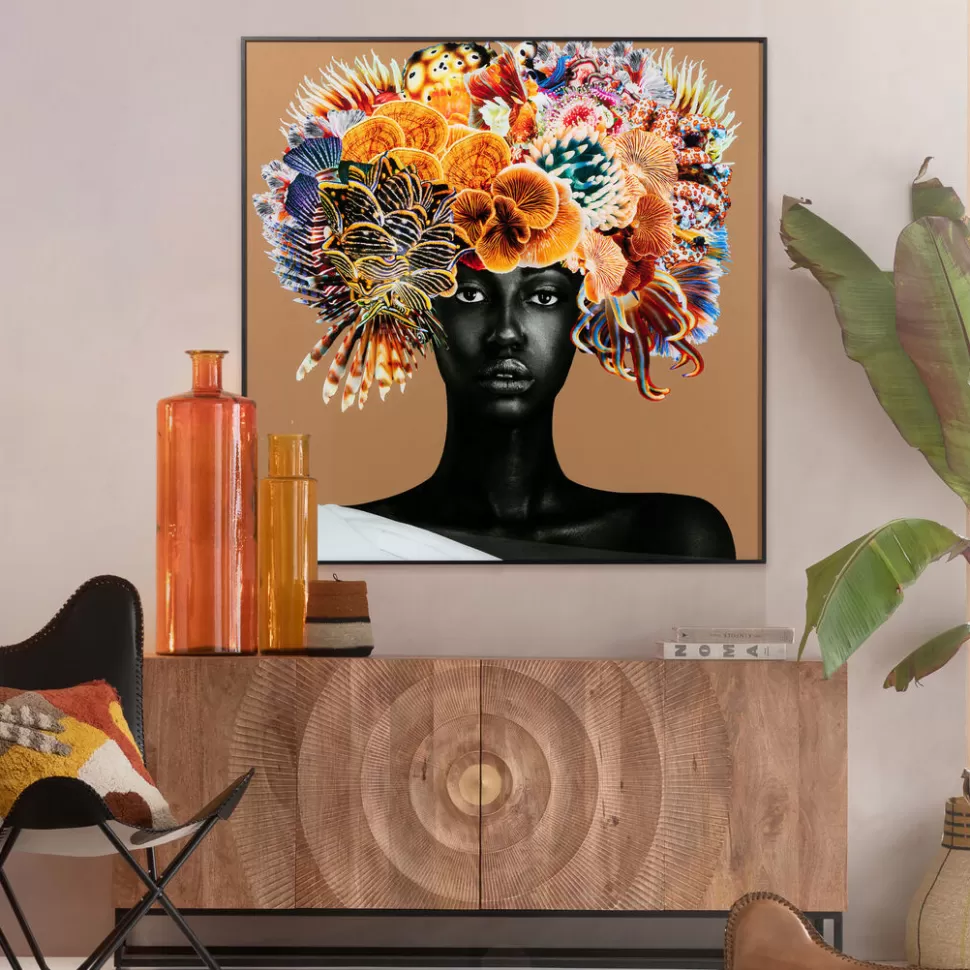 Obrazy-KARE Design Obraz Kwadratowy Kolorowy Rama Czarna Z Aluminium 120x120 Cm