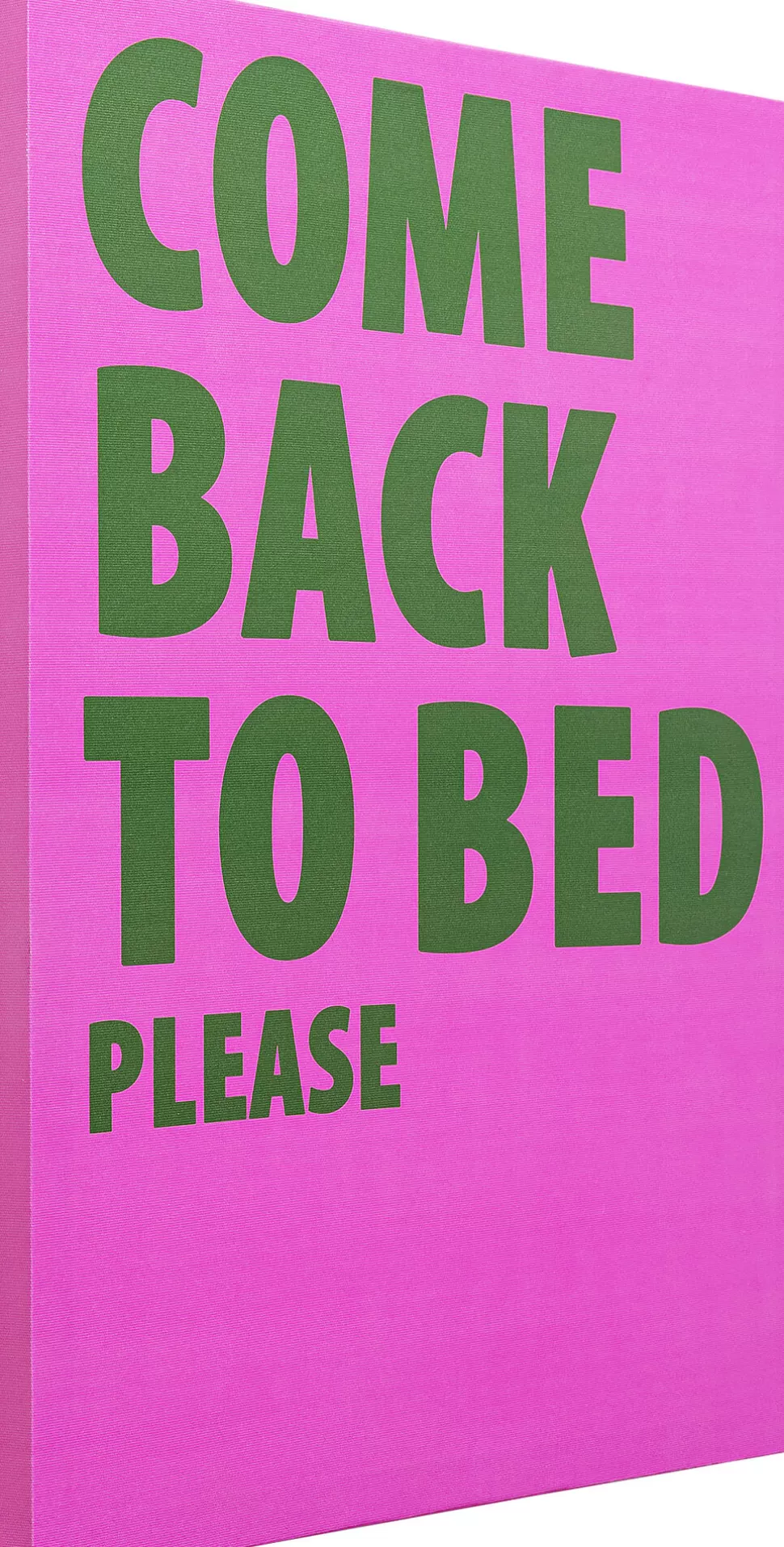 Obrazy-KARE Design Obraz Różowy Z Zielonym Napisem Come Back To Bed Please 40x50 Cm