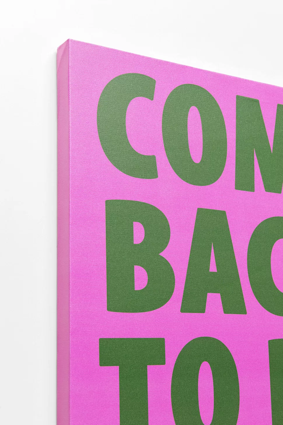 Obrazy-KARE Design Obraz Różowy Z Zielonym Napisem Come Back To Bed Please 40x50 Cm