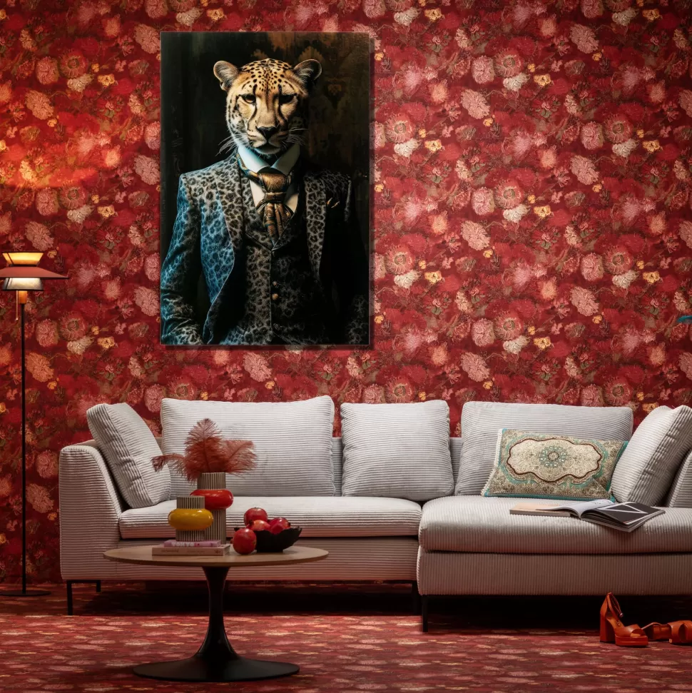 Obrazy-KARE Design Obraz Szklany Duży 100x150 Cm Motyw Zwierzęcy Pan Gepard