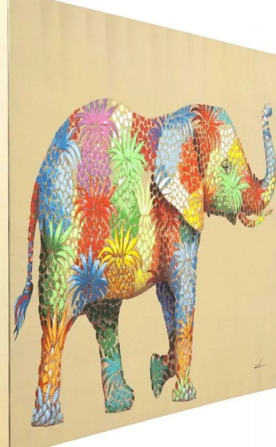 Obrazy-KARE Design Obraz Touched Flower Elephant 120x90 Cm Kolorowy