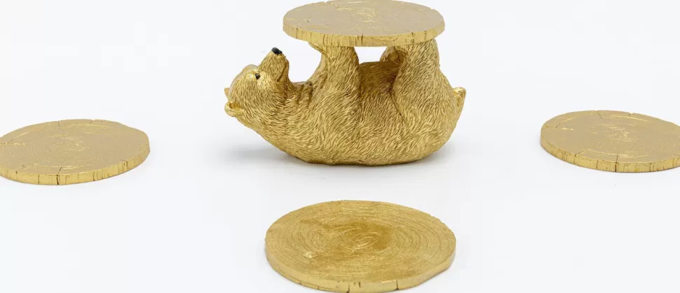 Zastawa Stołowa-KARE Design Podkładki Pod Kubki Playing Bear Ø8 Cm Złote