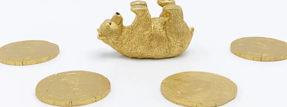 Zastawa Stołowa-KARE Design Podkładki Pod Kubki Playing Bear Ø8 Cm Złote