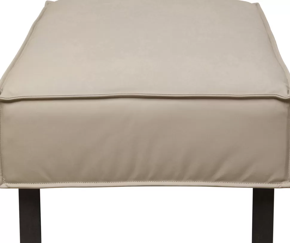Taborety-KARE Design Podnóżek Szary Tapicerowany Skóra Naturalna 108x70 Cm