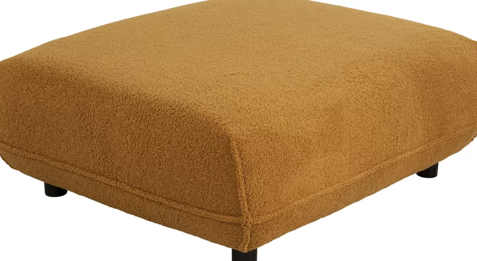 Taborety-KARE Design Podnóżek W Kolorze żółtym Tkanina Pluszowa 107x90 Cm