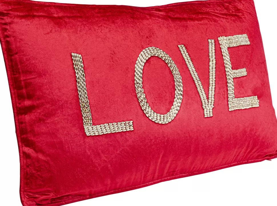 Poduszki Dekoracyjne-KARE Design Poduszka Dekoracyjna Czerwona Aksamitna Z Napisem Love 60x35 Cm