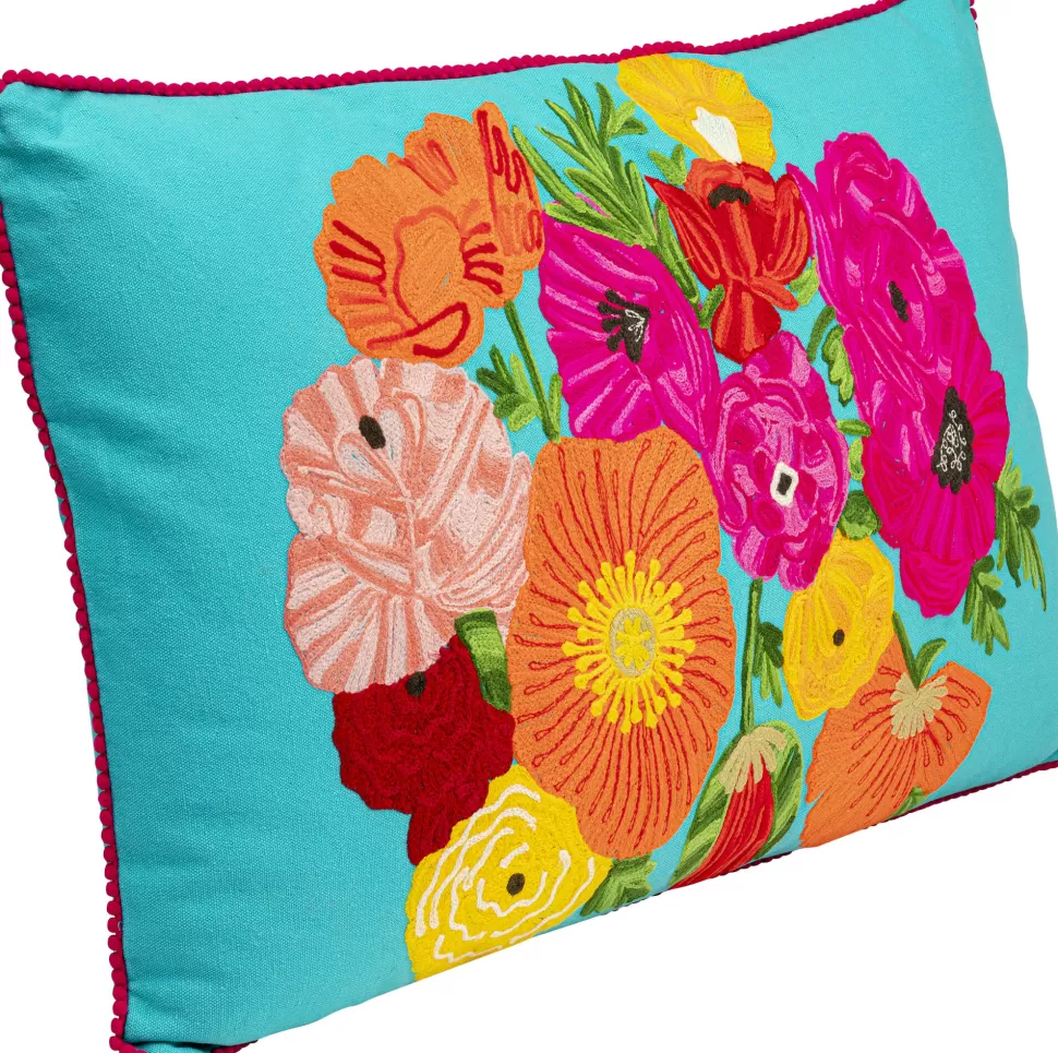 Poduszki Dekoracyjne-KARE Design Poduszka Dekoracyjna Niebieska Z Kolorowymi Kwiatami 60x40 Cm