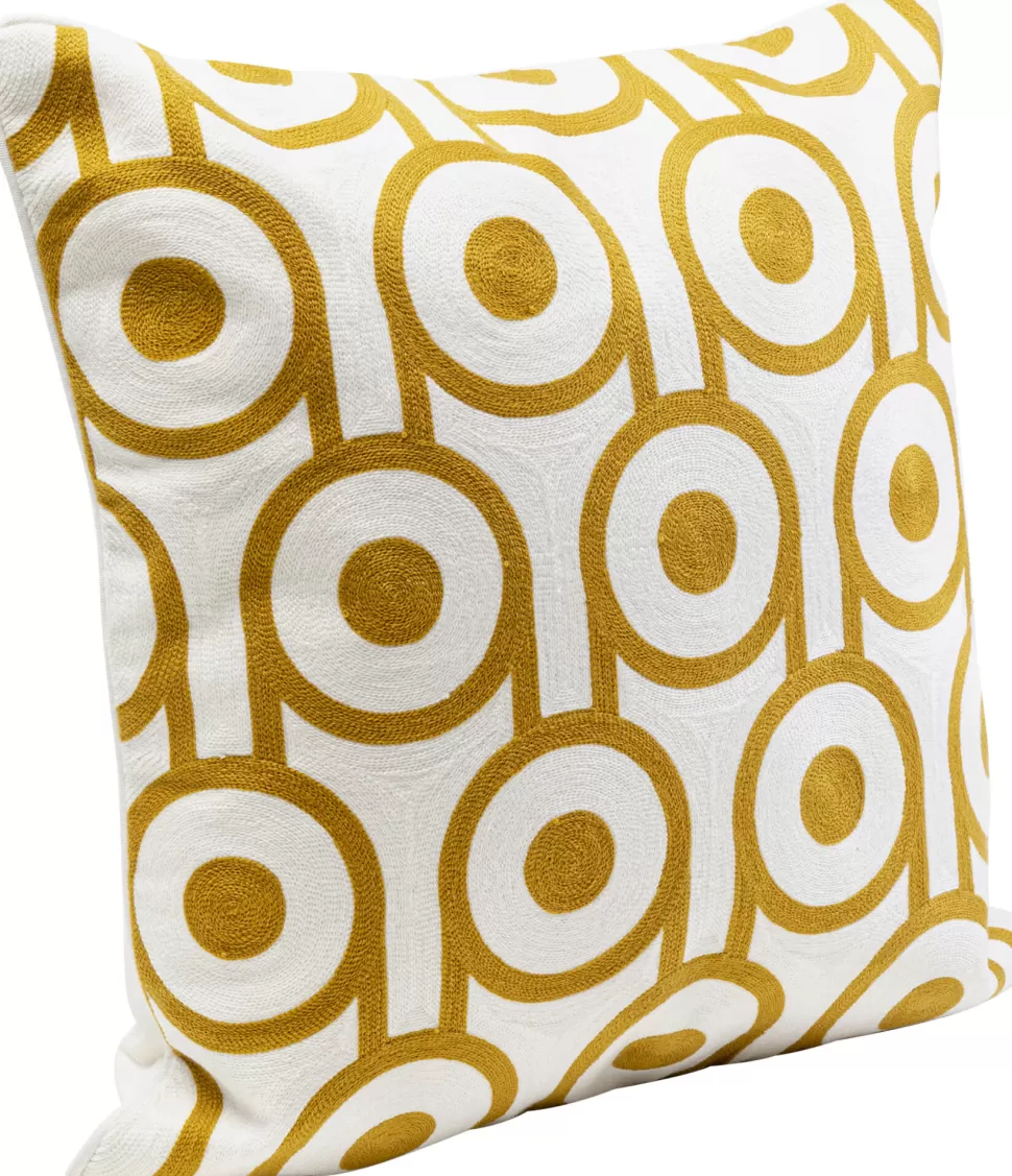 Poduszki Dekoracyjne-KARE Design Poduszka Dekoracyjna Nowoczesna Biało-złota Koliste Wzory 50x50 Cm