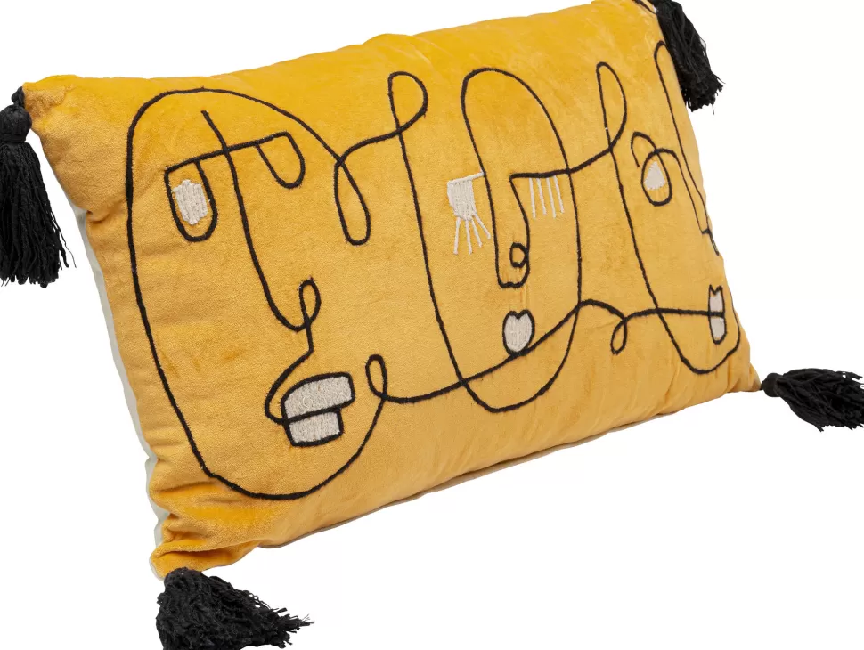 Poduszki Dekoracyjne-KARE Design Poduszka Dekoracyjna żółta Z Frędzlami 60x35 Cm Twarze Artystyczne