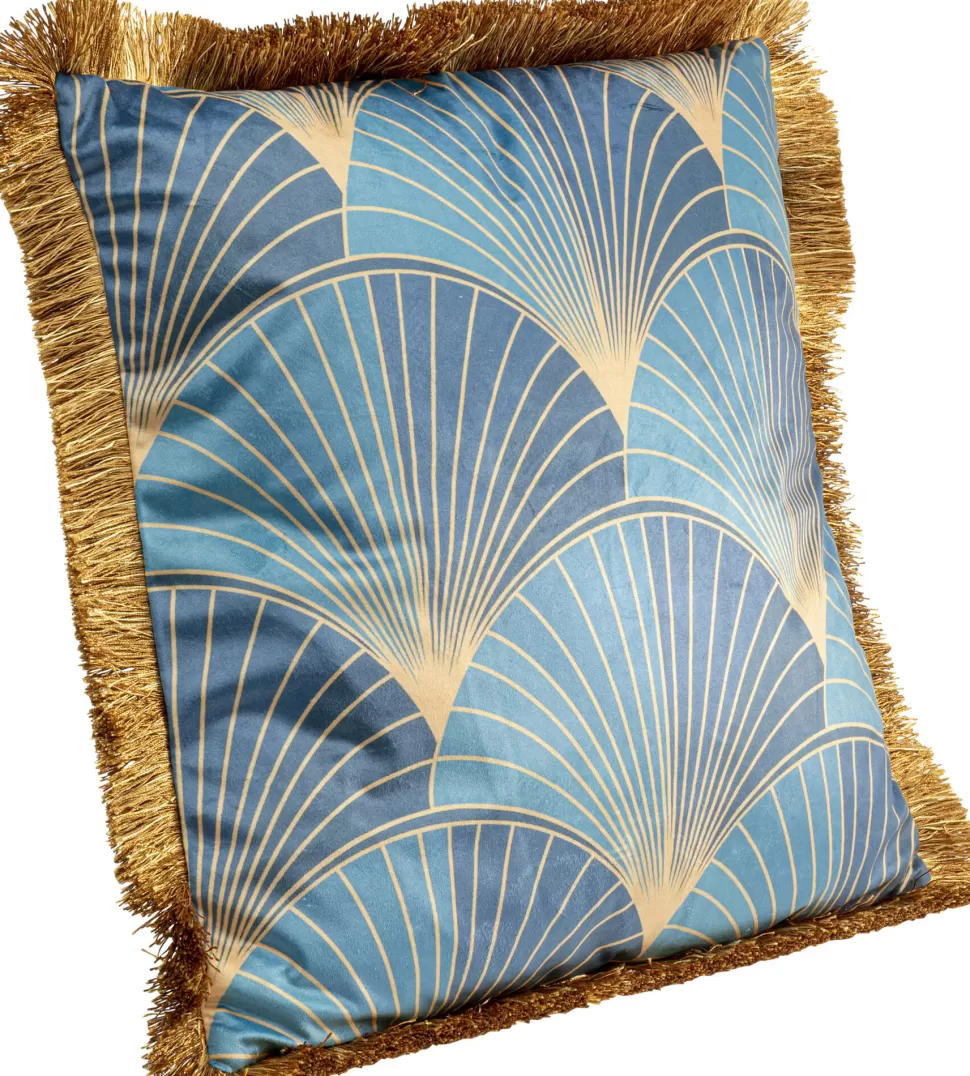 Poduszki Dekoracyjne-KARE Design Poduszka Dekoracyjna Z Frędzlami 45x45 Cm Niebieska Liście