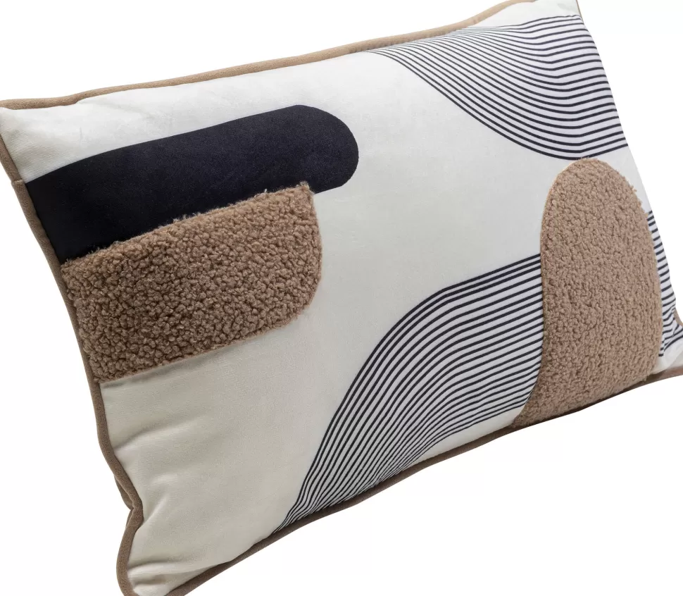 Poduszki Dekoracyjne-KARE Design Poduszka Dekoracyjna Ze Wzorami I Lamówką Biało-brązowa 50x30 Cm