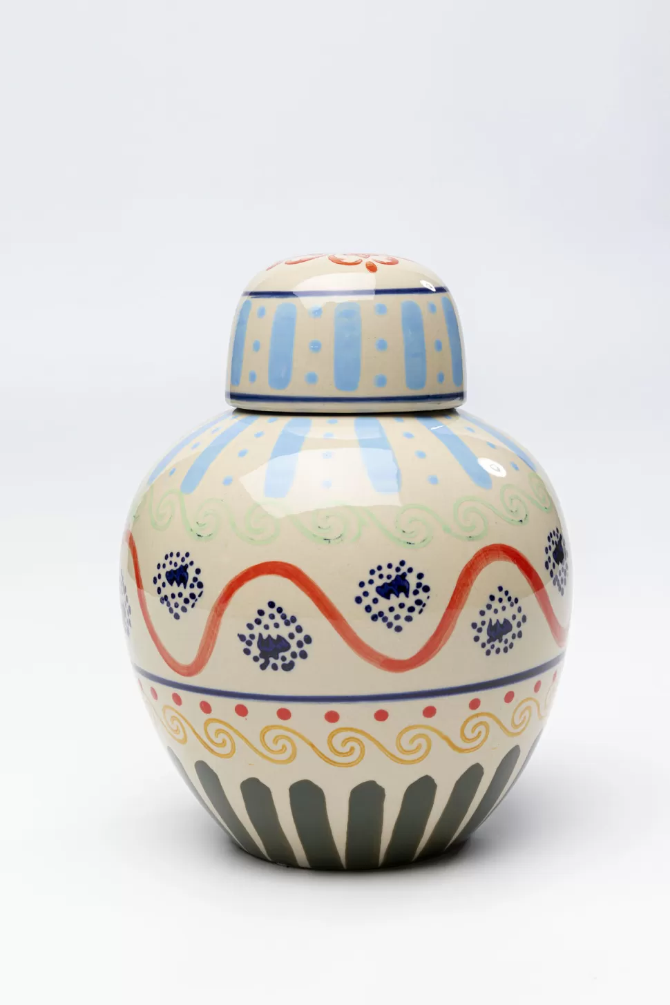 Figurki Dekoracyjne-KARE Design Pojemnik Dekoracyjny Z Ceramiki Boho Kolorowe Wzory Ø19x25 Cm