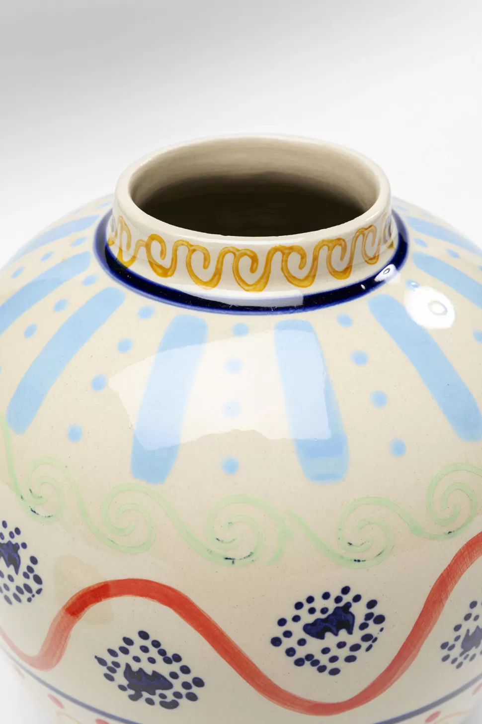 Figurki Dekoracyjne-KARE Design Pojemnik Dekoracyjny Z Ceramiki Boho Kolorowe Wzory Ø19x25 Cm