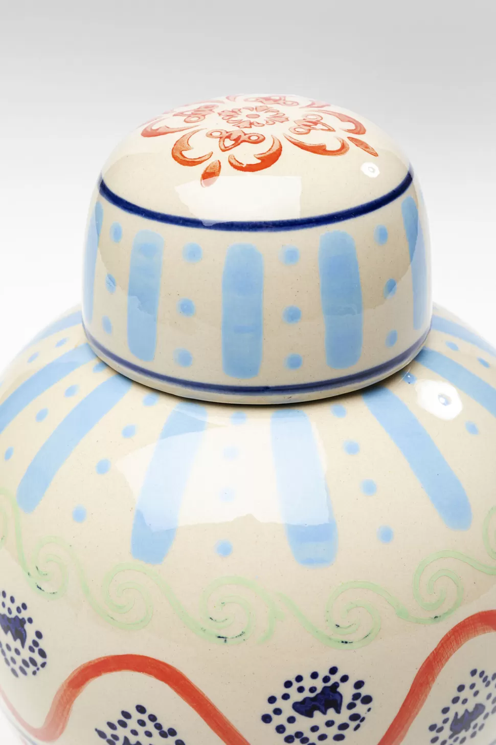 Figurki Dekoracyjne-KARE Design Pojemnik Dekoracyjny Z Ceramiki Boho Kolorowe Wzory Ø19x25 Cm
