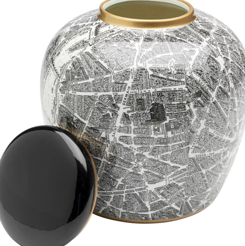 Figurki Dekoracyjne-KARE Design Pojemnik Dekoracyjny Z Porcelany Ø21x23 Cm Ulice Paryża
