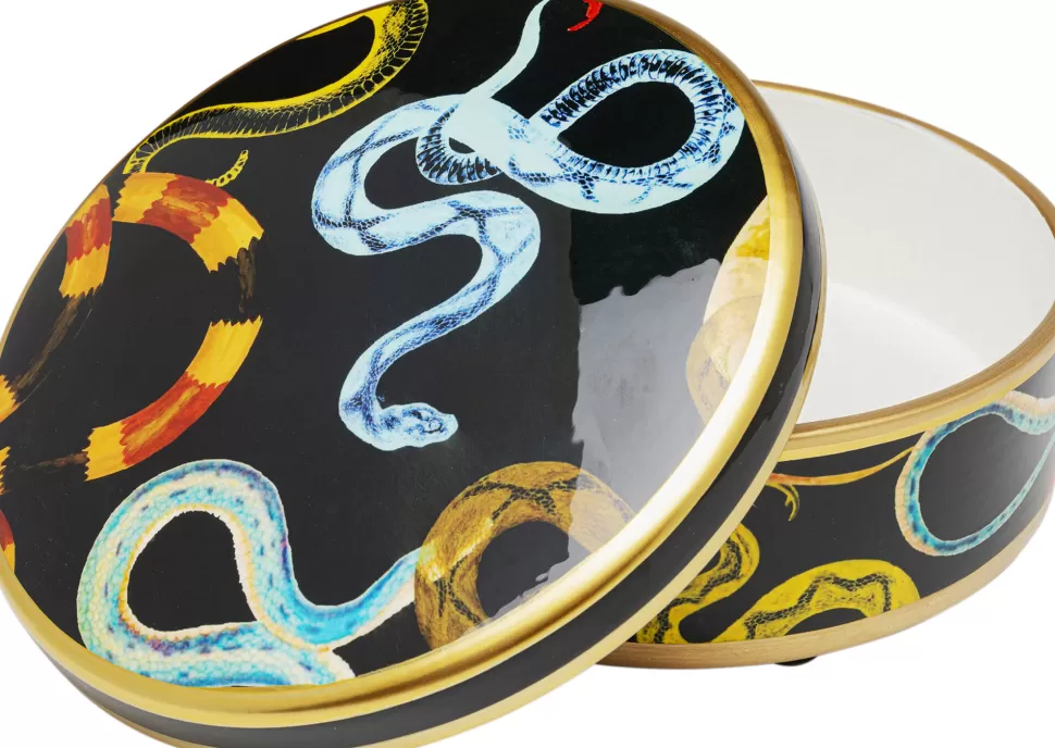 Pudełka Na Biżuterię-KARE Design Pudełko Na Biżuterię Z Porcelany Motyw Węży Ø19x9 Cm